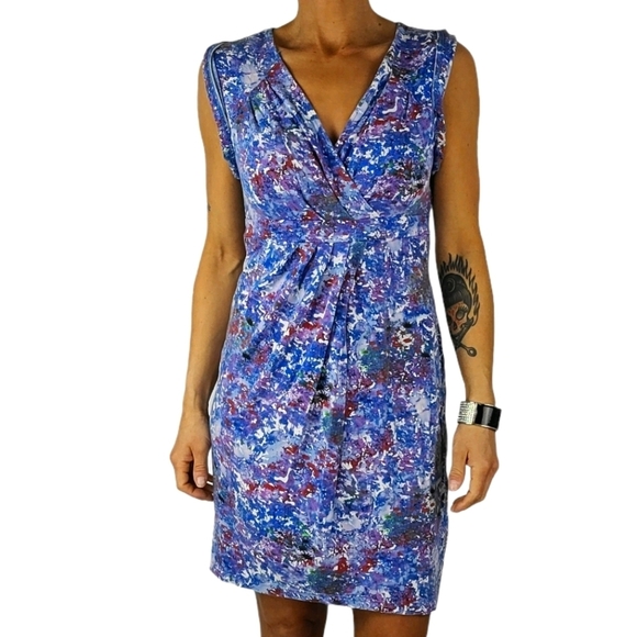 Lavand Purple Floral Sleeveless Midi Dress Size Medium V Neck - Picture 1 of 7